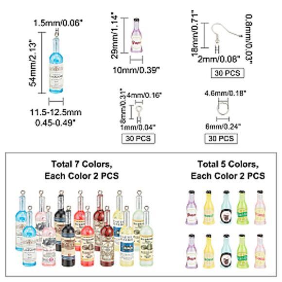 Wine Drinkers Earring Pendant Craft Kit Party Favor Shower Vegas Wedding Cruise - Picture 5 of 8